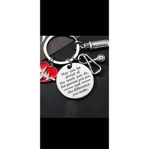 Nurse Keychain Gift Stethoscope Syringe Charm Inspirational Quote